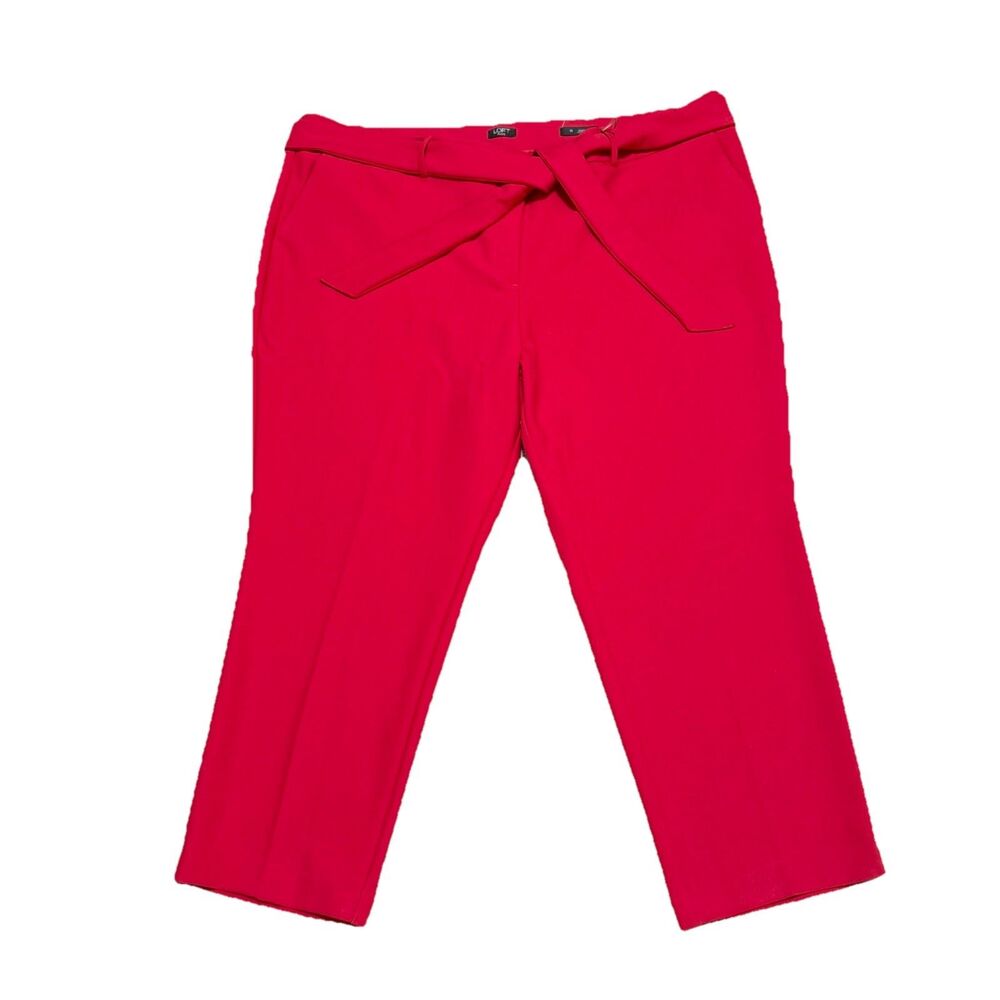 Loft Plus Pants Womens Plus Size 26 Marisa Slim Belted Stretch